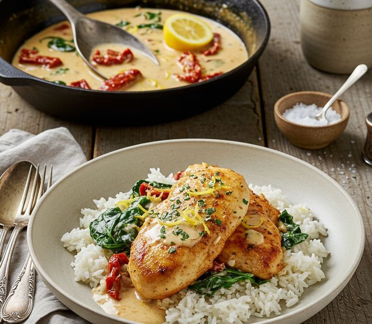 Creamy Tuscan Chicken Skillet with Sun-Dried Tomatoes