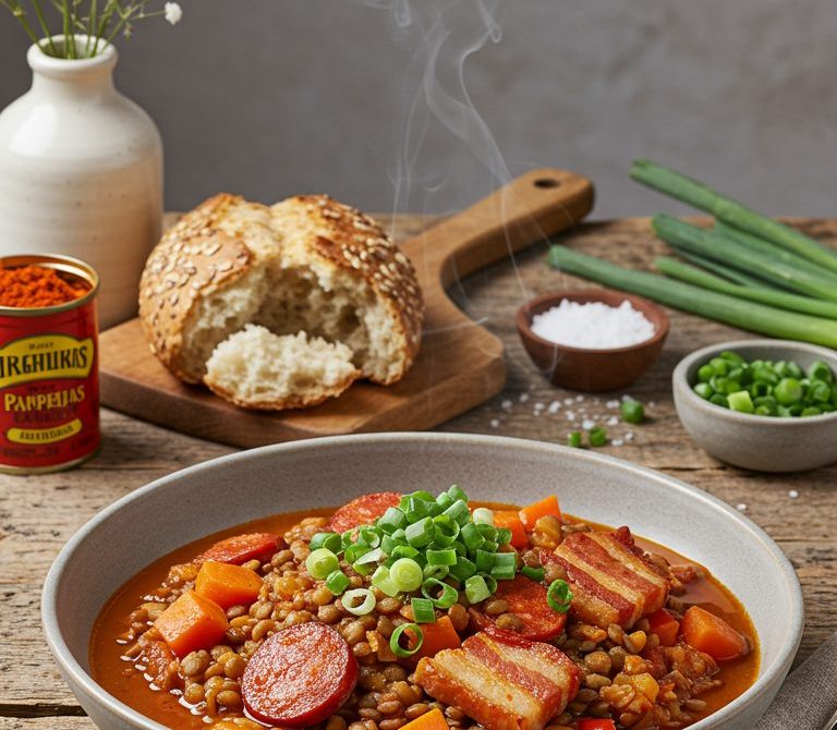 Creole Lentil Stew with Chorizo and Pancetta