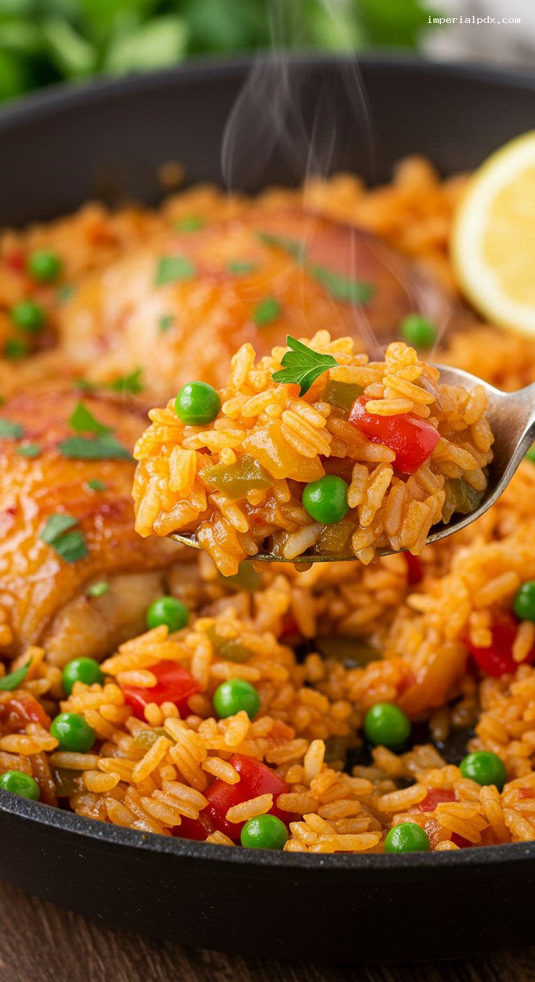 Criollo Arroz con Pollo with Lemon and Parsley – Closeup