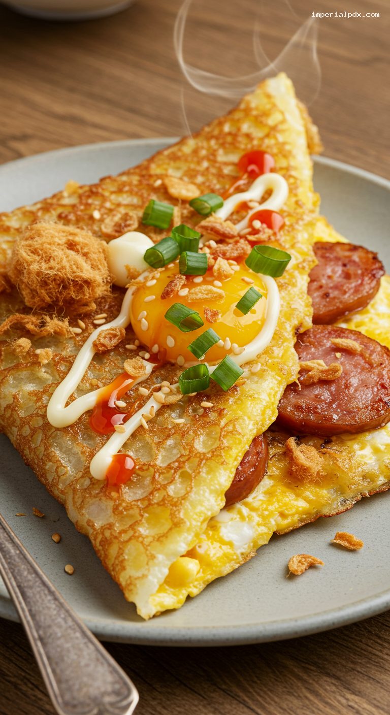 Crispy Banh Trang Nuong Vietnamese Pizza – Closeup