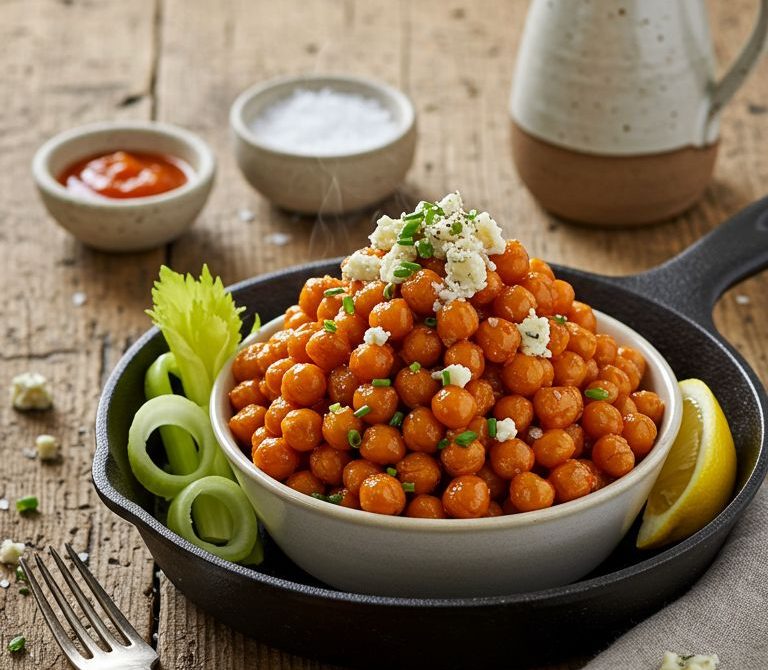 Crispy Buffalo Chickpeas with Blue Cheese and Celery