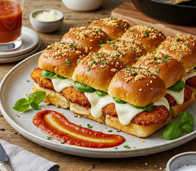 Crispy Chicken Parmesan Sliders with Garlic Butter