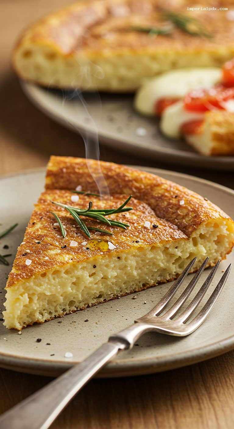 Crispy Fainá Chickpea Pancake with Olive Oil and Pepper – Closeup