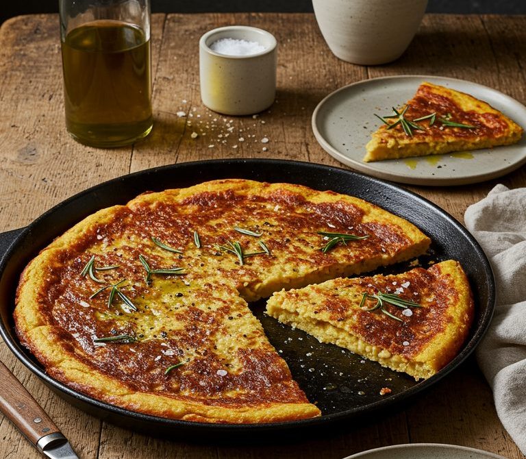 Crispy Fainá Chickpea Pancake with Olive Oil and Pepper