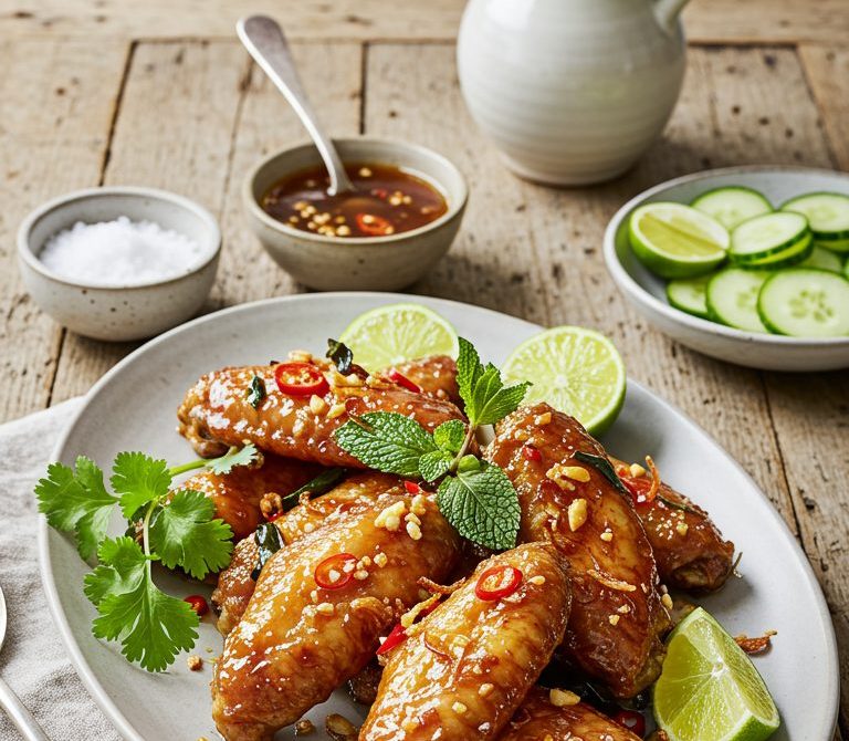 Crispy Fish Sauce Chicken Wings with Garlic and Chilies