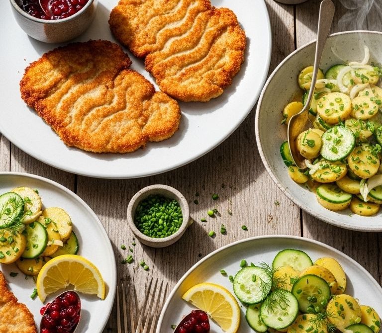 Crispy Pork Schnitzel “Wiener Art” with Potato-Cucumber Salad
