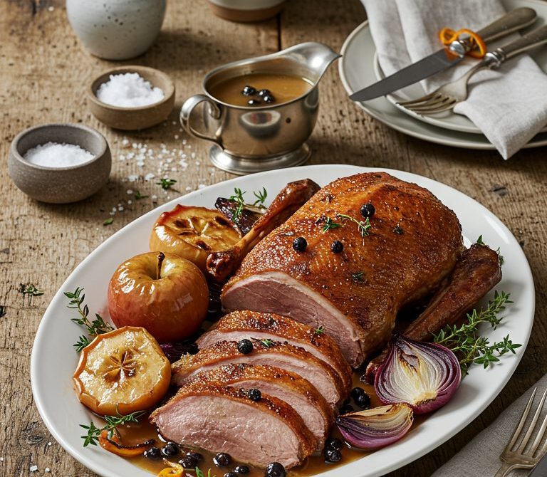 Crispy Roast Goose with Juniper Gravy