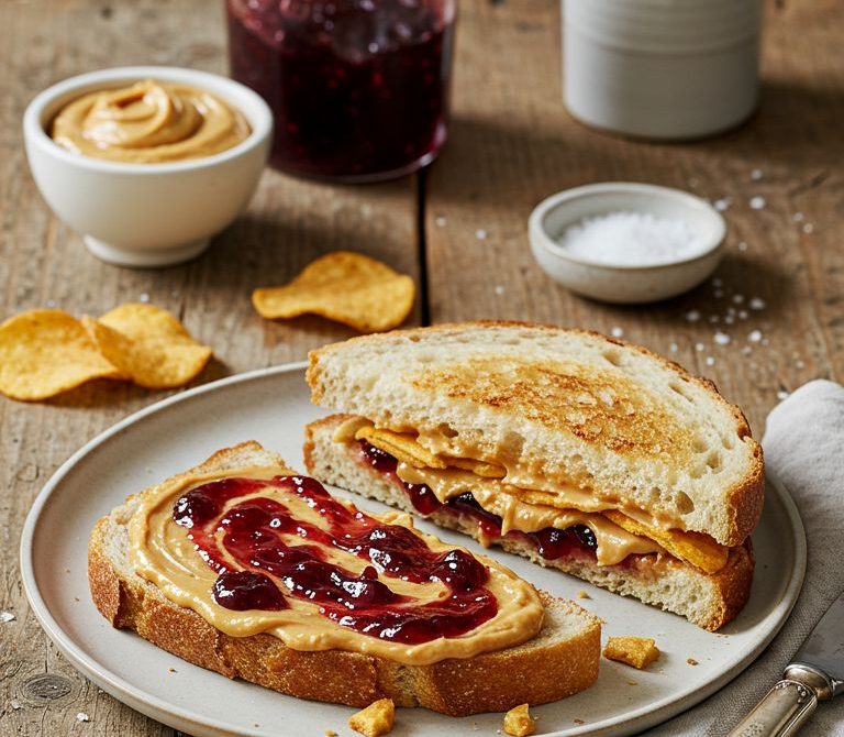 Crunchy PB&J on Country Bread
