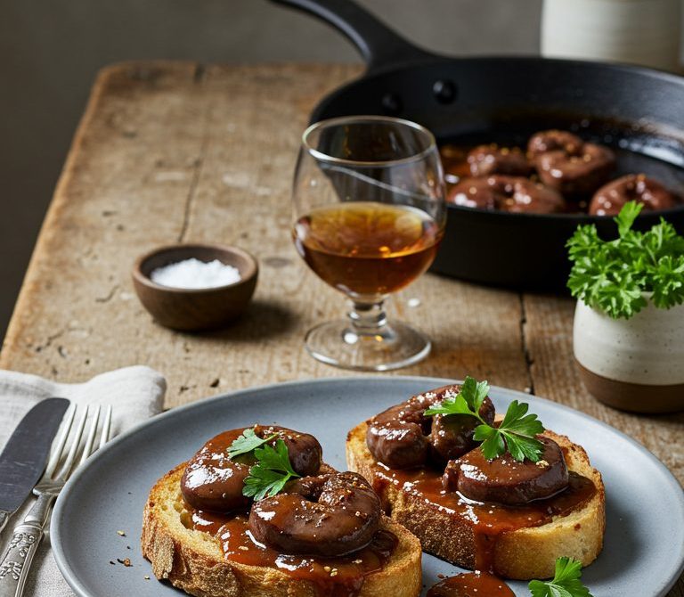 Devilled Lamb Kidneys on Toast with Madeira and Parsley