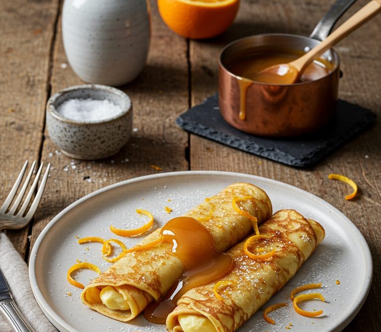 Dulce de Leche Crêpes with Rum and Orange