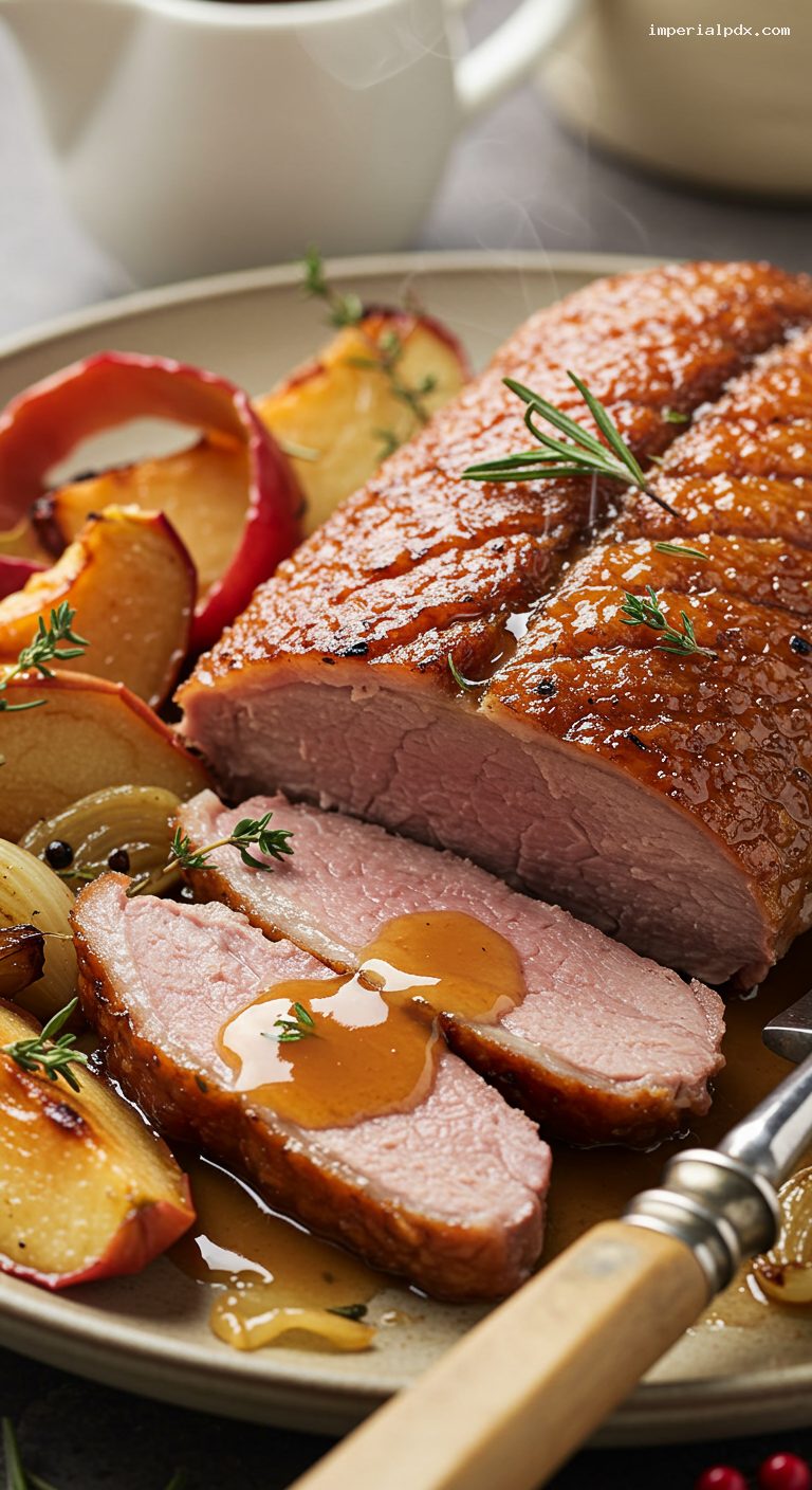 Festive Roast Goose with Apples and Herbs – Closeup