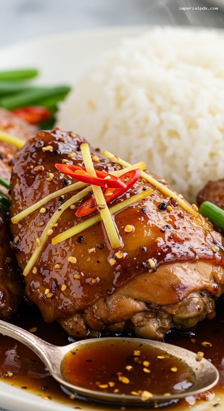 Ga Kho Gung: Vietnamese Caramelized Ginger Chicken – Closeup