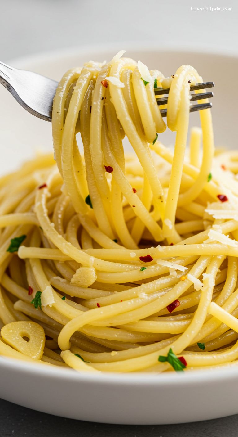 Garlic-Butter Midnight Noodles with Chili and Parmesan – Closeup