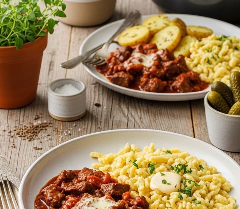 German Rindergulasch with Onions and Sweet Paprika