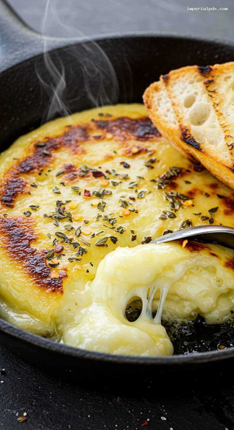 Grilled Provoleta with Oregano and Black Pepper – Closeup