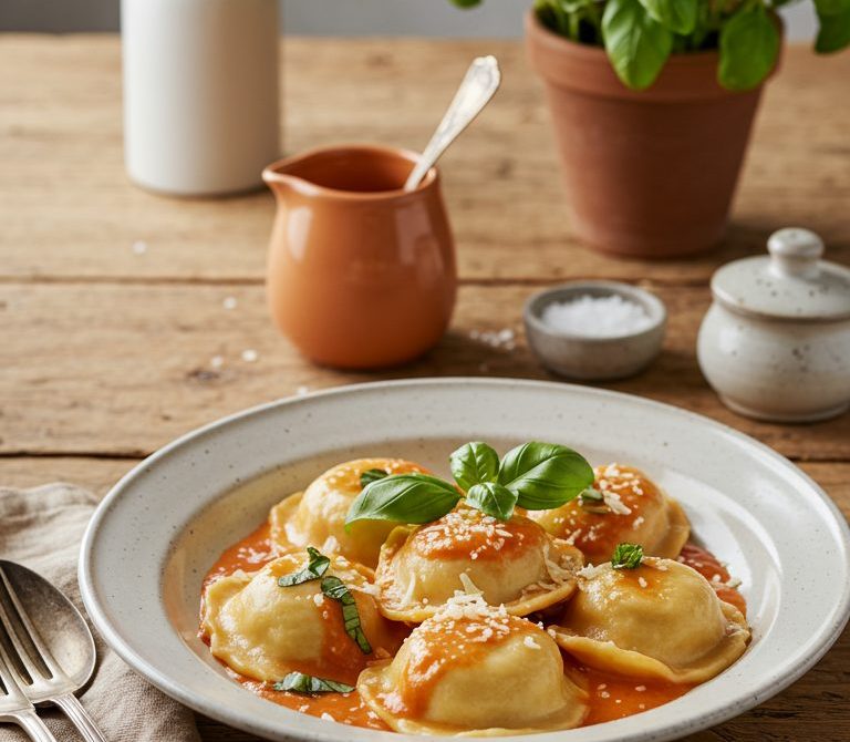 Ham and Cheese Sorrentinos in Tomato-Cream Sauce