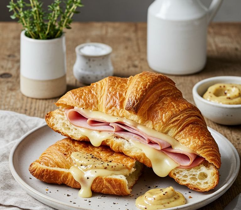 Ham and Swiss Croissant Melt with Dijon Honey