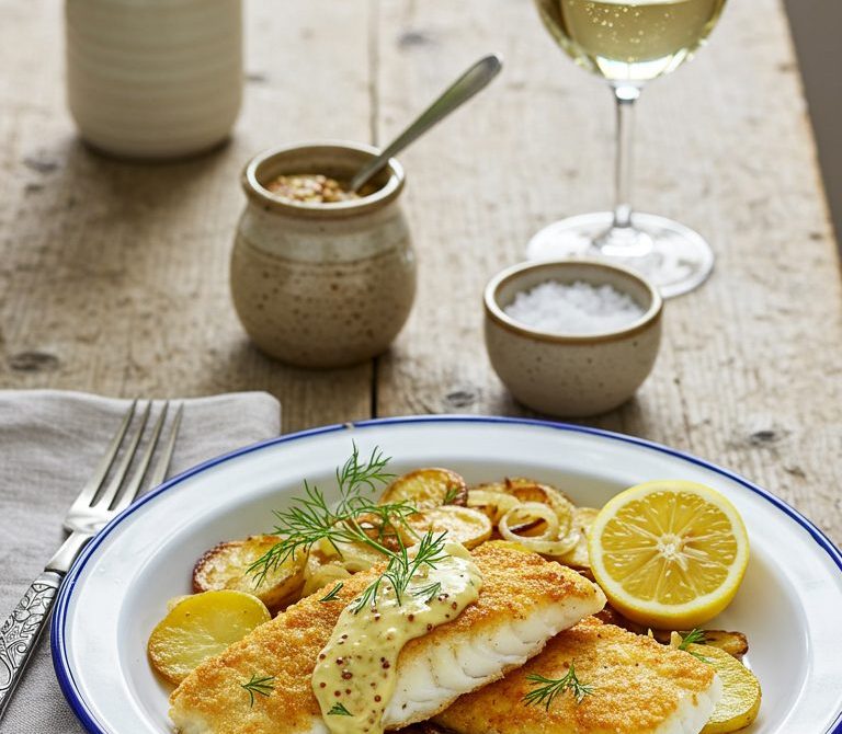 Hamburg Pannfisch with Mustard-Dill Sauce