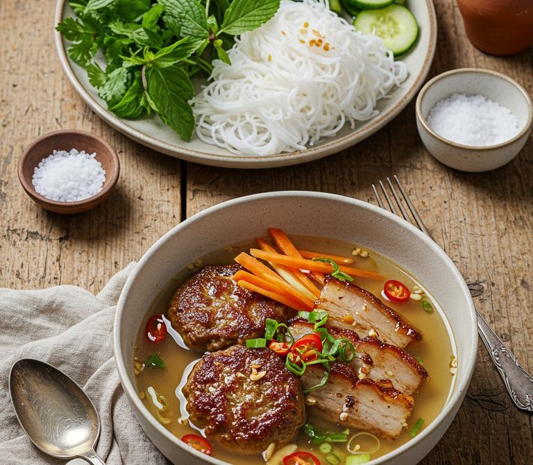Hanoi Bun Cha with Smoky Grilled Pork and Herbs