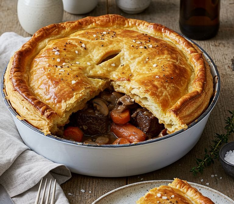 Hearty Beef and Mushroom Pie with Ale Gravy