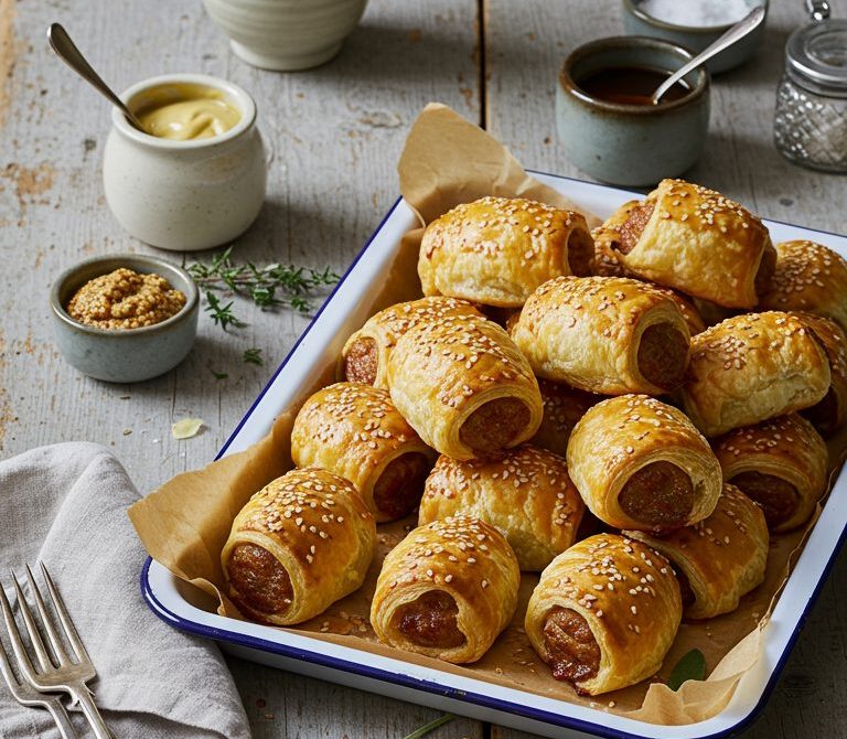 Herby Pork Sausage Rolls with Puff Pastry