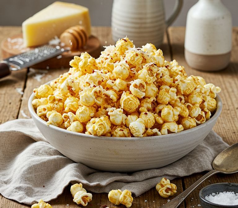 Hot Honey Parmesan Popcorn