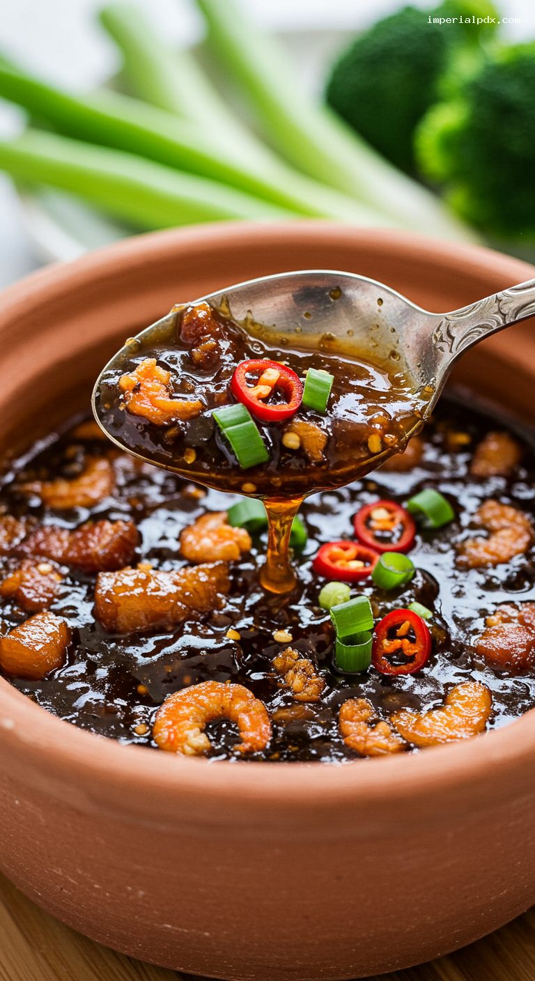 Kho Quet Caramelized Fish Sauce with Pork and Shrimp – Closeup