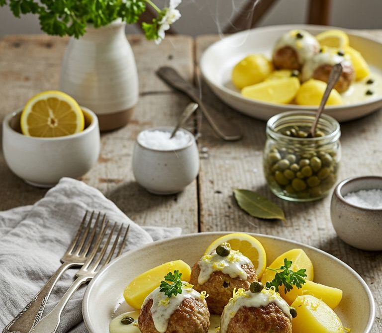 Königsberger Klopse in Lemony Caper Cream Sauce