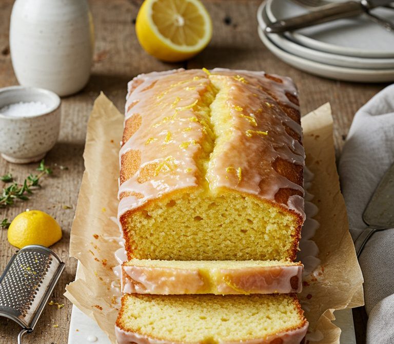 Lemon Drizzle Loaf with Glossy Crunchy Crust