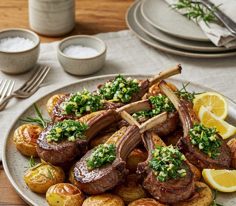 Lemon-Garlic Lamb Chops with Parsley Lemon Salsa