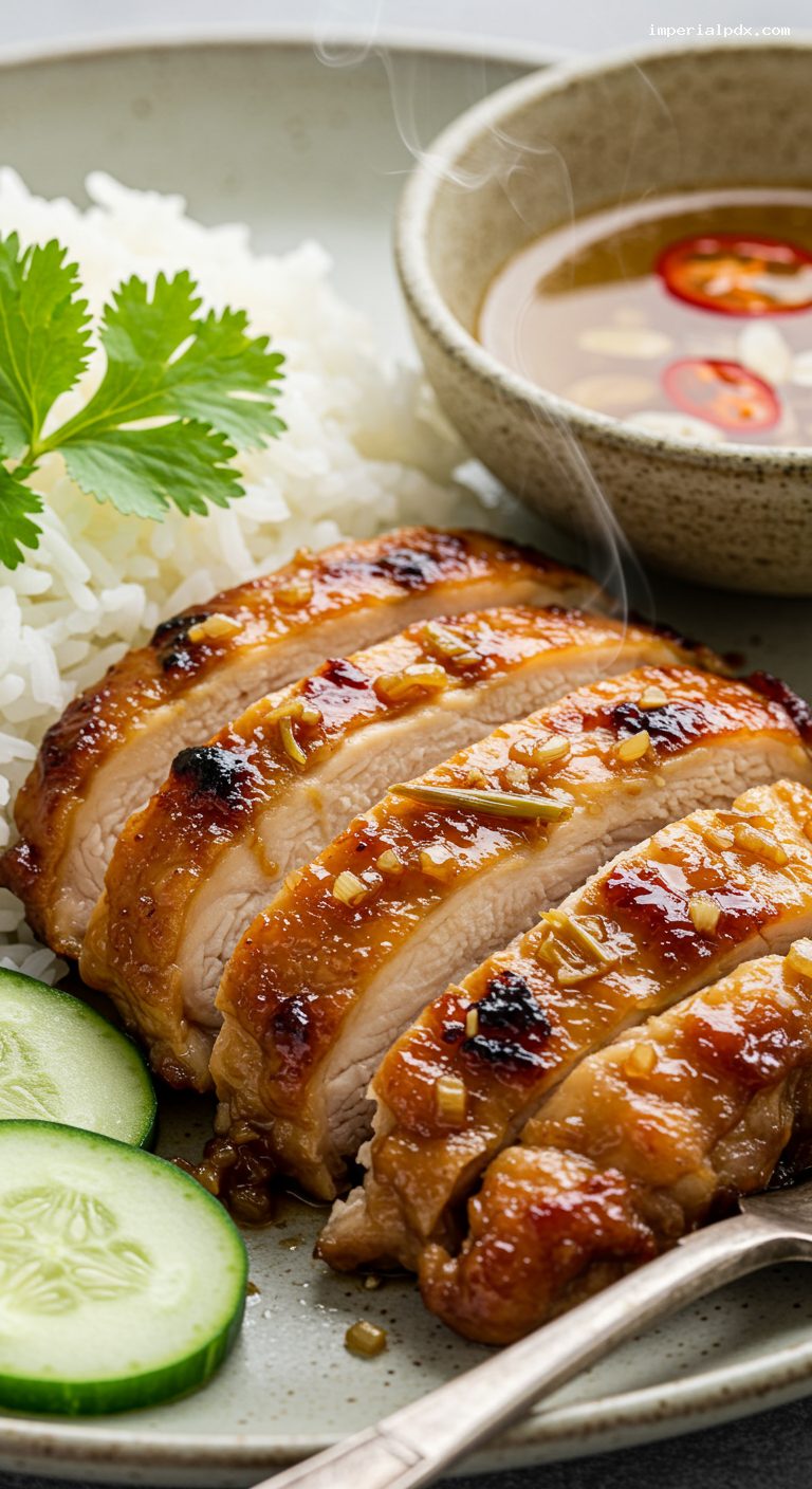 Lemongrass Garlic Grilled Chicken Thighs with Dipping Sauce – Closeup