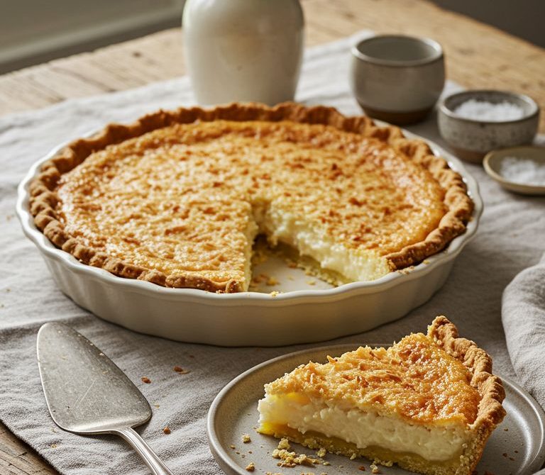 Magic Coconut Custard Pie with Blender Batter