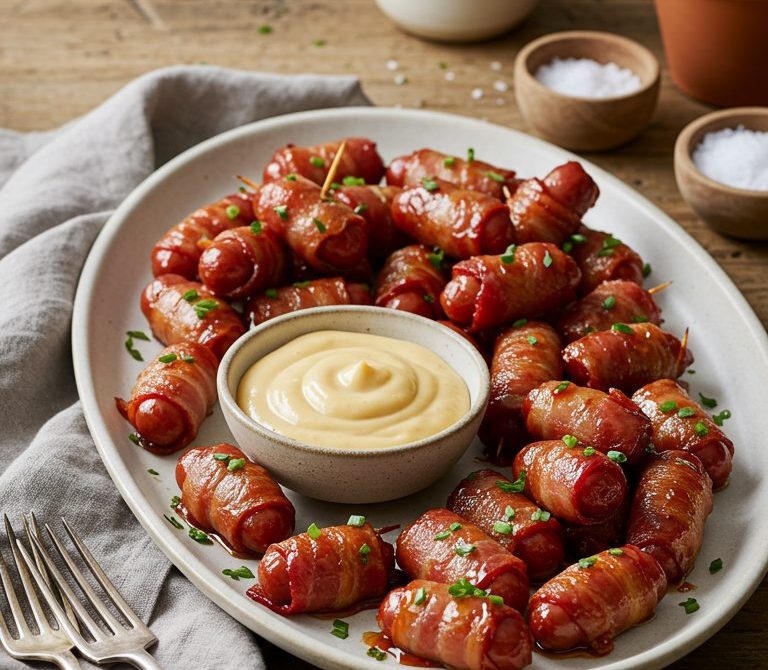 Maple-Dijon Pigs in Blankets with Honey Mustard