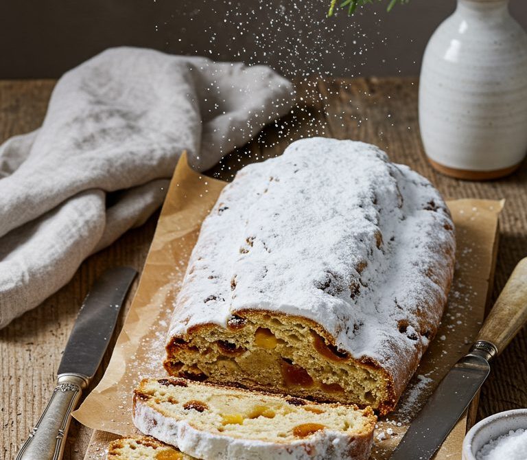 Marzipan-Stuffed German Stollen with Rum-Soaked Fruit