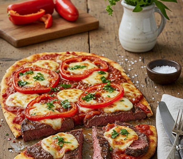 Matambre a la Pizza with Mozzarella and Peppers