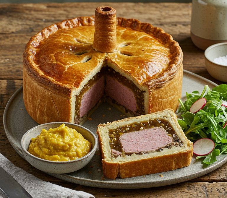 Melton Mowbray Pork Pie with Piccalilli and Salad
