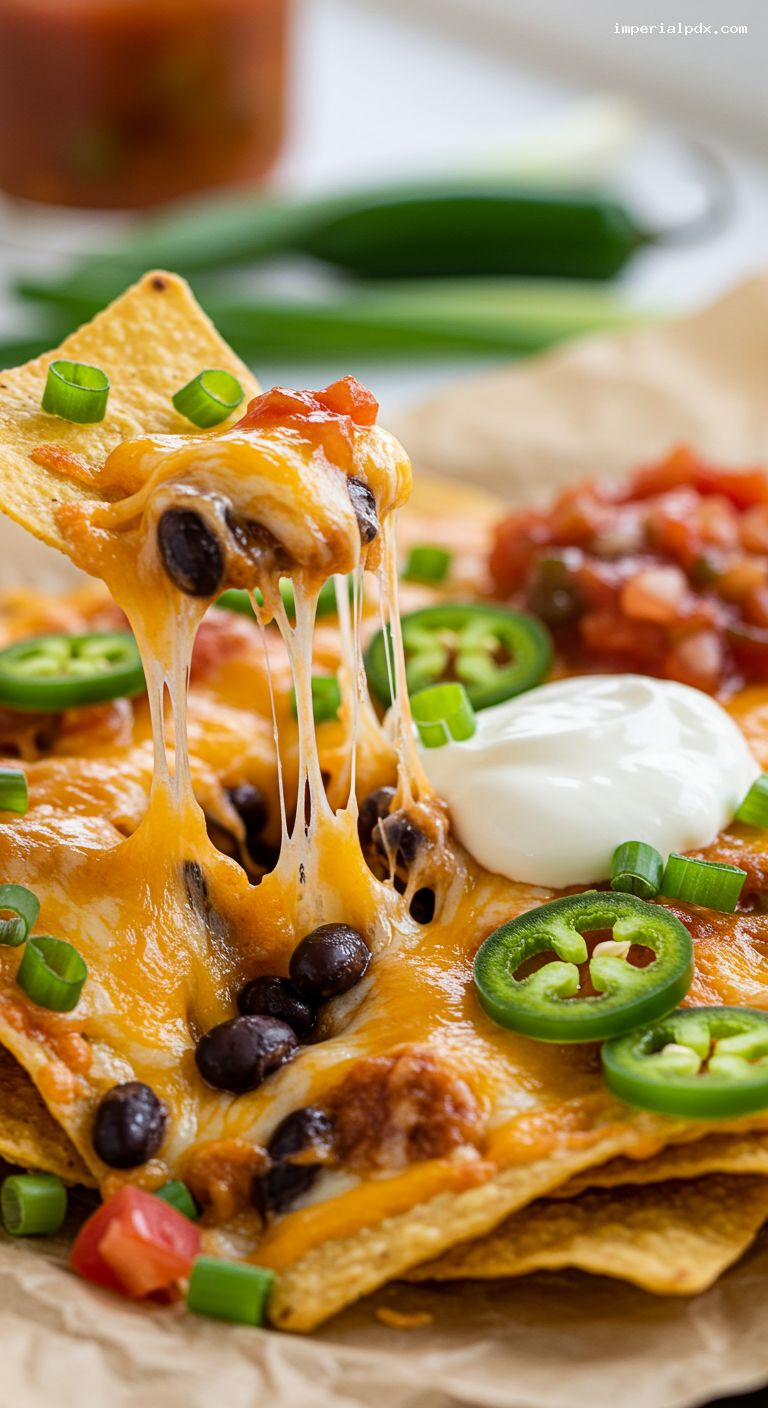 Midnight Microwave Nachos with Jalapeños and Beans – Closeup