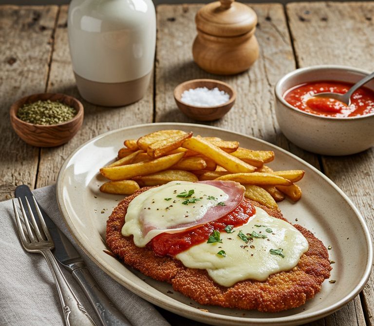 Milanesa a la Napolitana with Fries or Mash