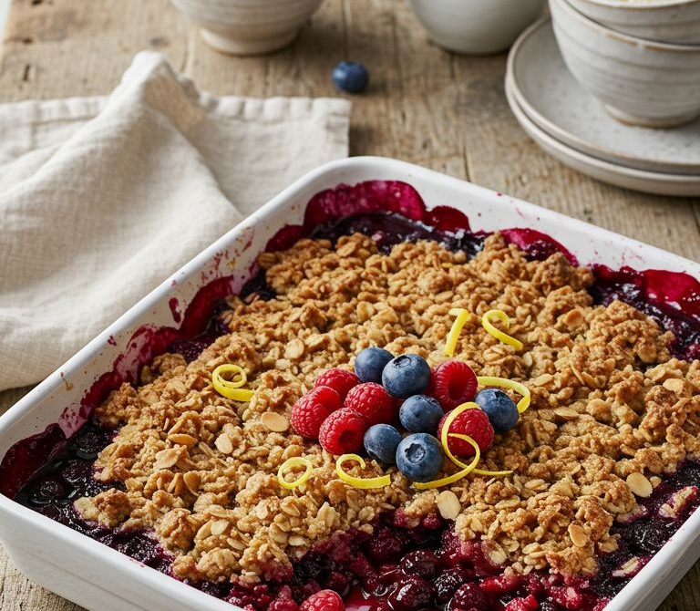 Mixed Berry Crisp with Buttery Oat-Almond Topping