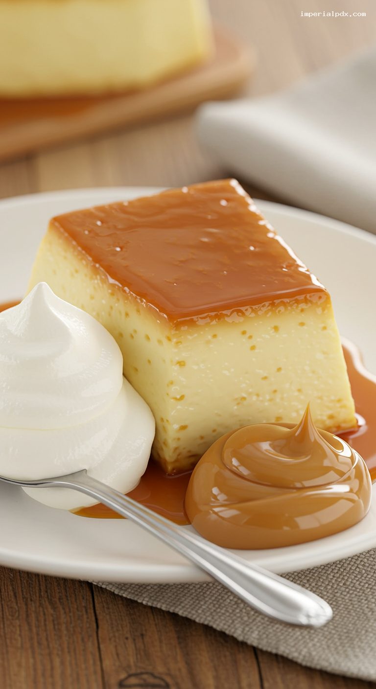 Mixto Flan: Silky Caramel Custard with Dulce de Leche and Cream – Closeup