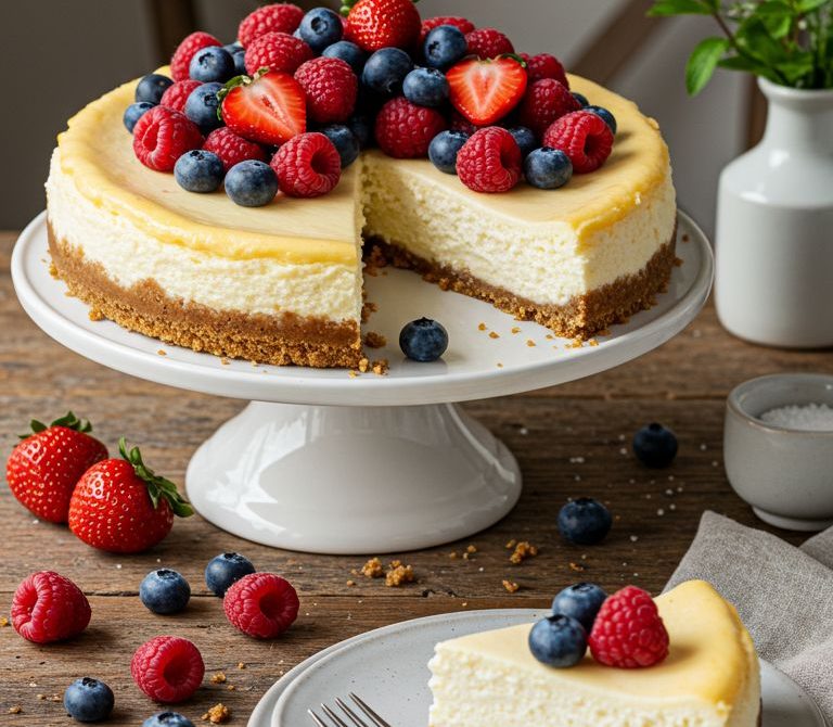 New York-Style Vanilla Cheesecake with Sour Cream Glaze