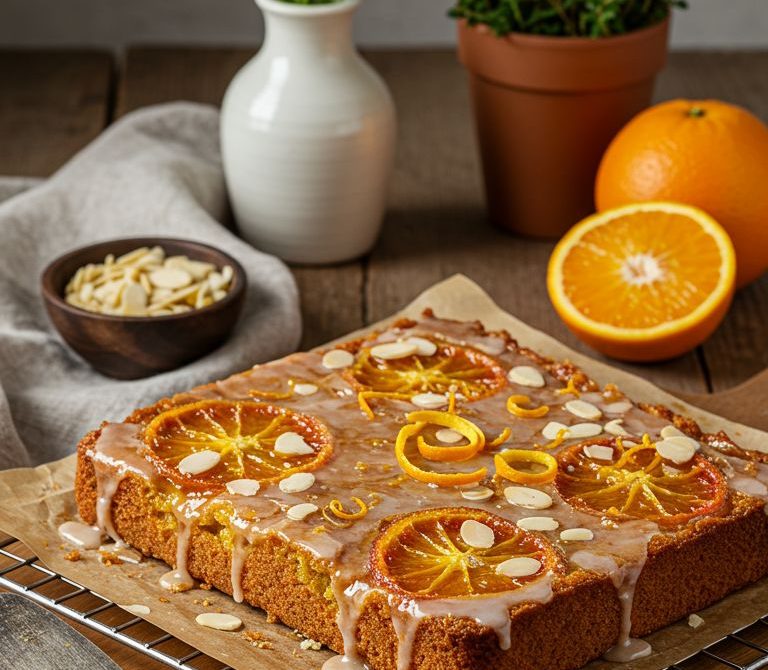Orange Almond Olive Oil Snacking Cake with Citrus Glaze