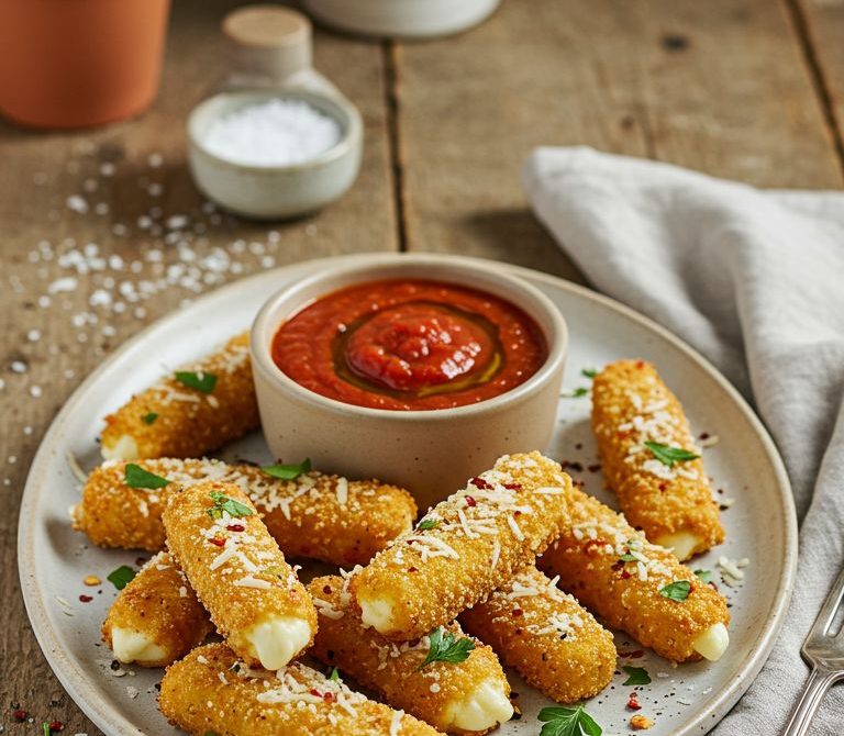 Oven-Baked Mozzarella Sticks with Marinara
