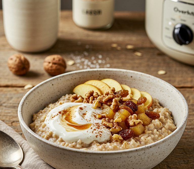 Overnight Slow Cooker Apple Cinnamon Steel-Cut Oats
