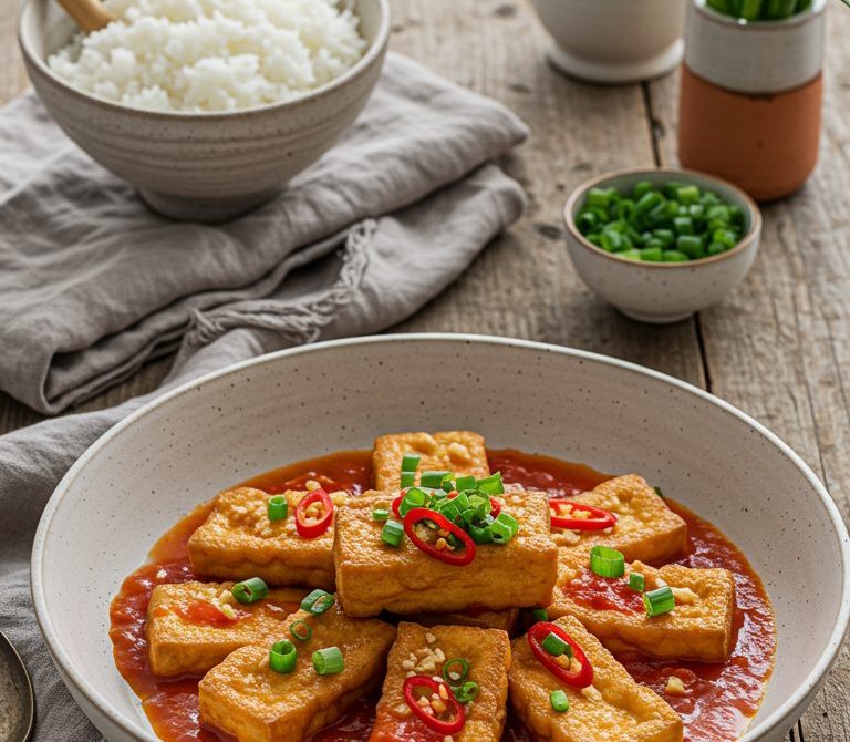 Pan-Seared Tofu in Bright Tomato Sauce