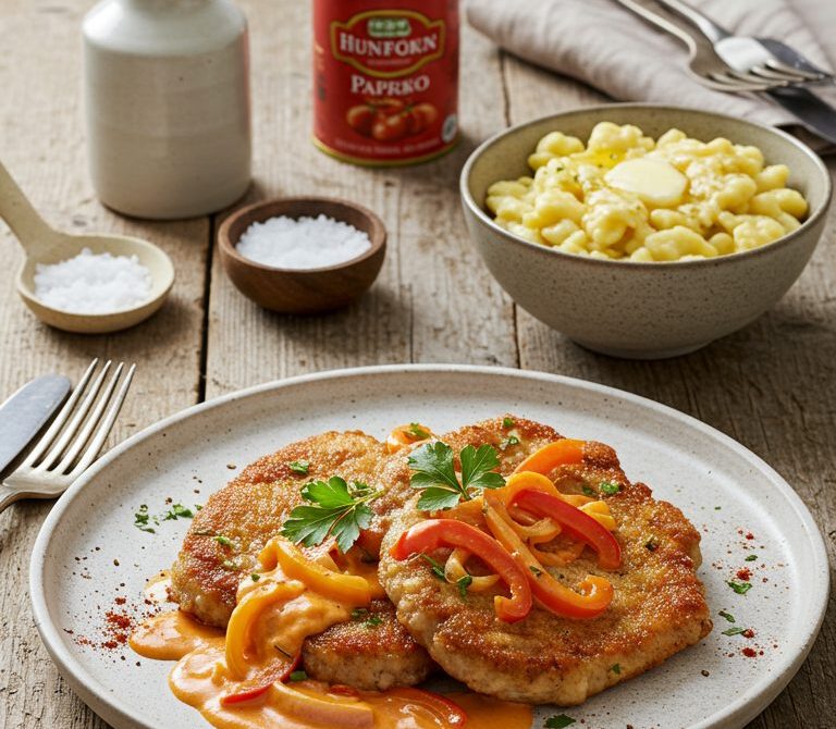 Paprika Rahmschnitzel with Creamy Bell Pepper Sauce