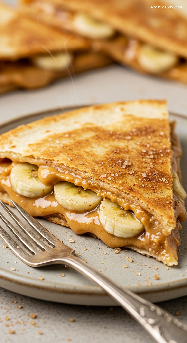 Peanut Butter Banana Quesadilla with Cinnamon Sugar – Closeup
