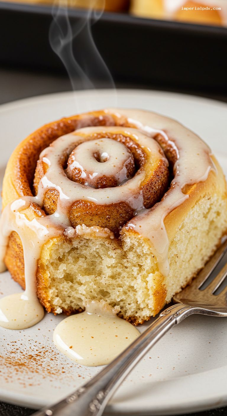 Pillowy Cinnamon Rolls with Cream Cheese Glaze – Closeup