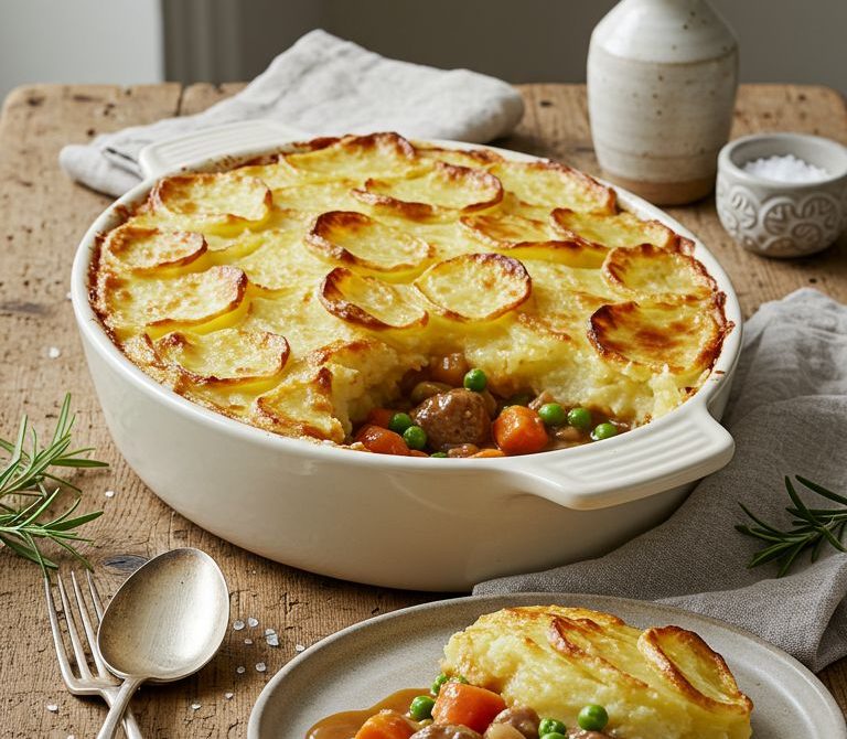 Rosemary Lamb Shepherd’s Pie with Peas and Carrots