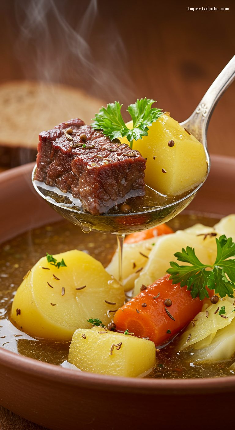 Rustic Bavarian Pichelsteiner One-Pot Stew – Closeup